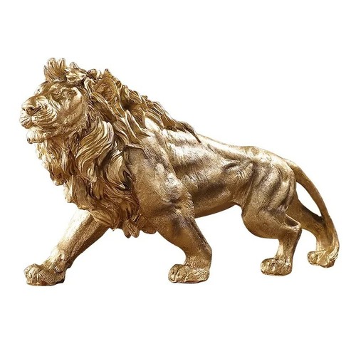 Gold lion statue - gold,