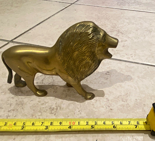 Brass lion figurine statue - lion,