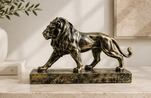 Modern gold lion statue - modern, 3d