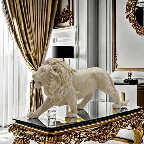 Majestic walking lion statue - majestic,