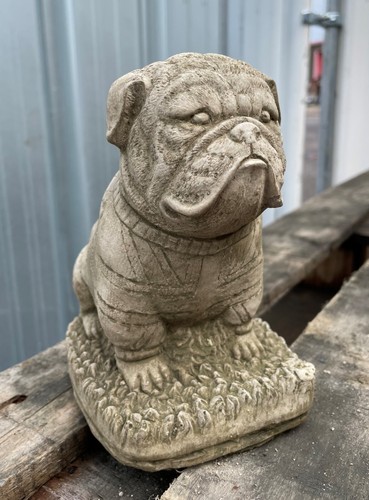 British bulldog stone statue - stone, |