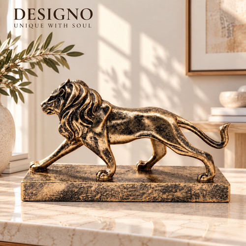 Modern gold lion - gold,