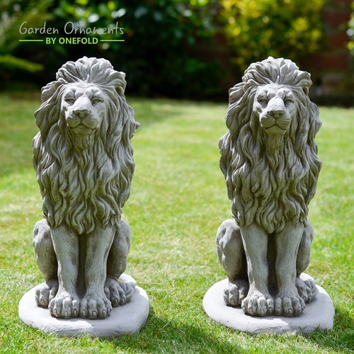 Lion pair stone garden - stone,
