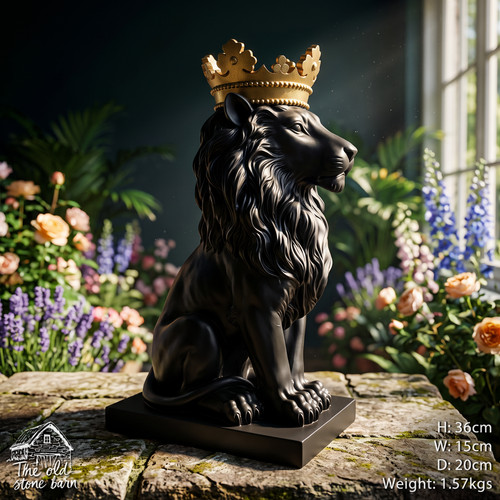 Black sitting lion - sitting, with