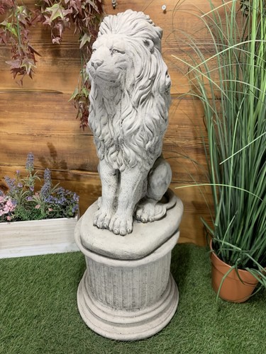 Stone garden lion statue - stone,