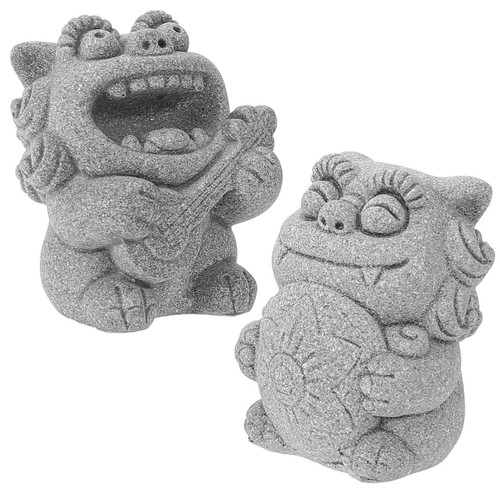 Pair durable sandstone lion - of,