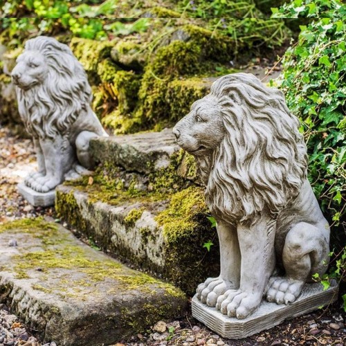 Pair sitting lions heavy - pair,