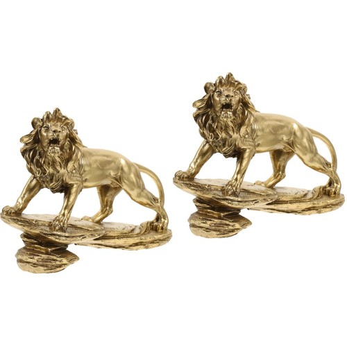 Realistic golden resin lion - golden,