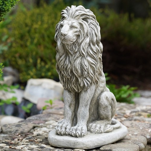 Regal lion resin garden - garden, statue