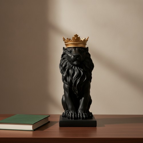Lion sculpture with crown - lion,