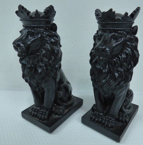 Pair black crowned lion - pair,