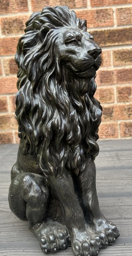 Majestic seated lion statue - statue, /