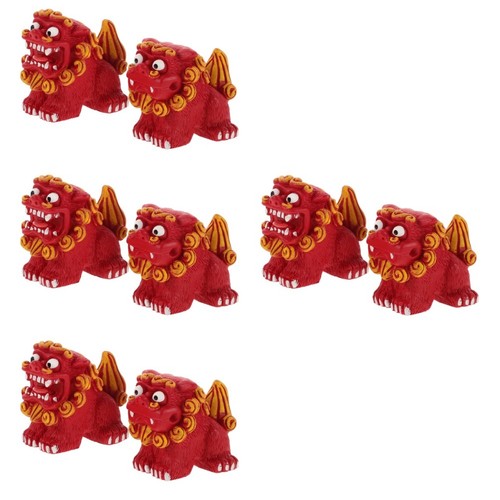 Red resin mini lion statue - red,