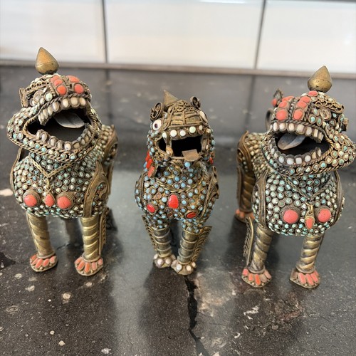 Small tibetan brass kylin - brass,